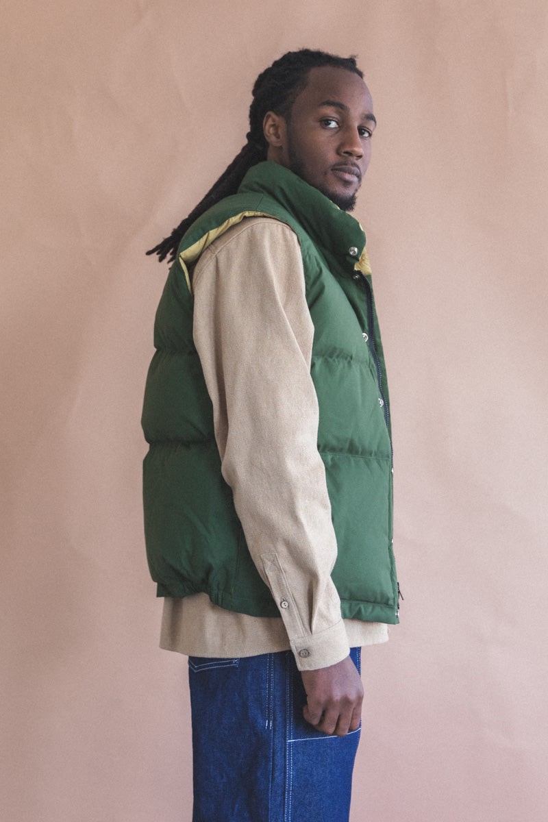 DOWN ITALIAN VEST IN OLIVE