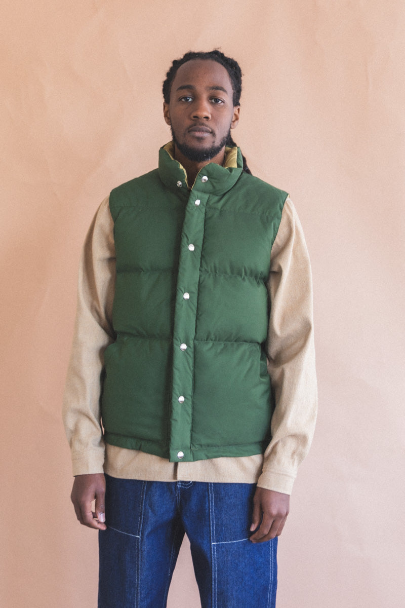 DOWN ITALIAN VEST IN OLIVE