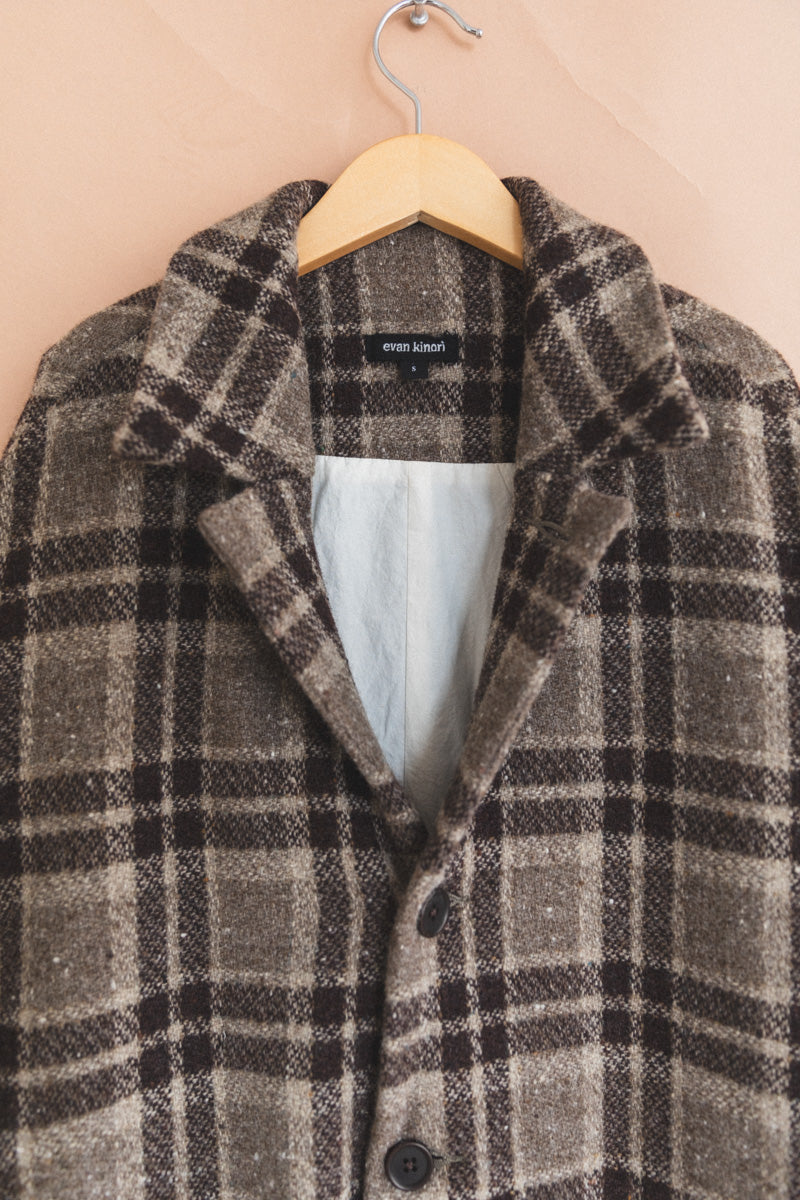 BIG COAT IN BEIGE/BROWN YARN DYED WOOL CHECK