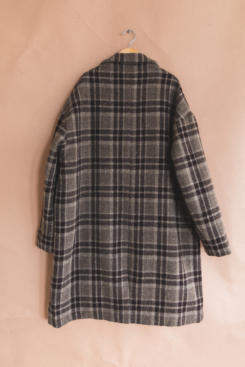 BIG COAT IN BEIGE/BROWN YARN DYED WOOL CHECK