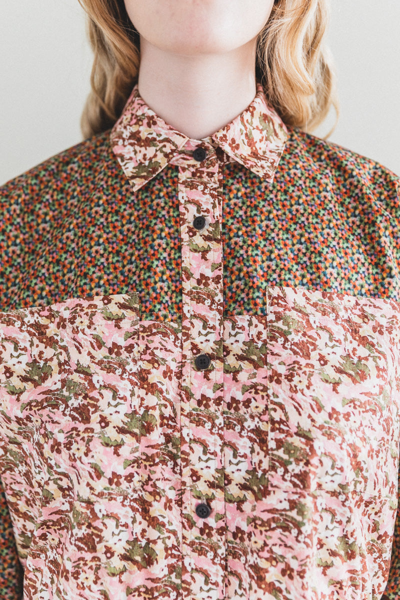 COMBO FLORAL SHIRT DRESS IN LIBERTY PRINTS