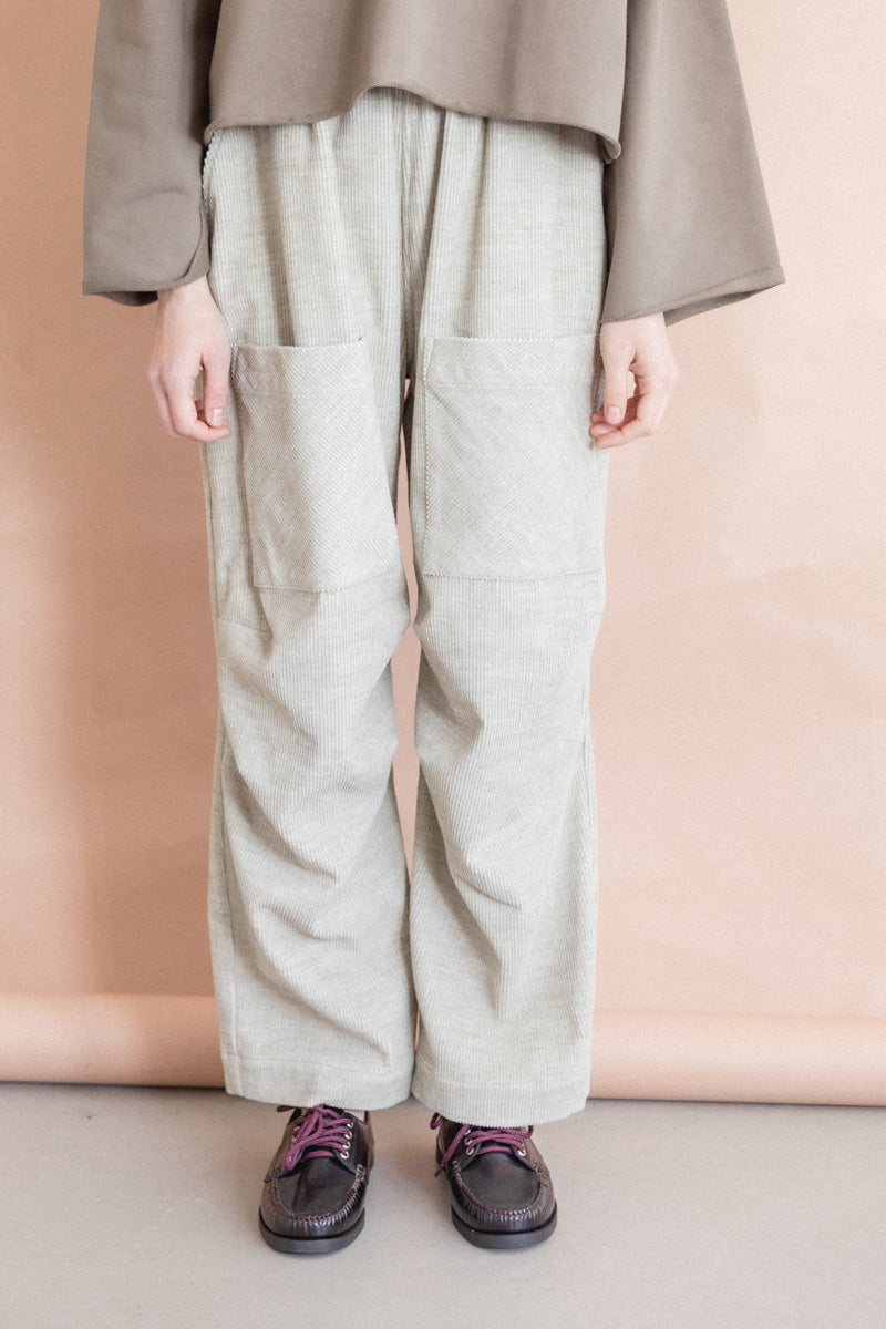 ELASTIC WAIST PANTS IN HEATHER CORDUROY