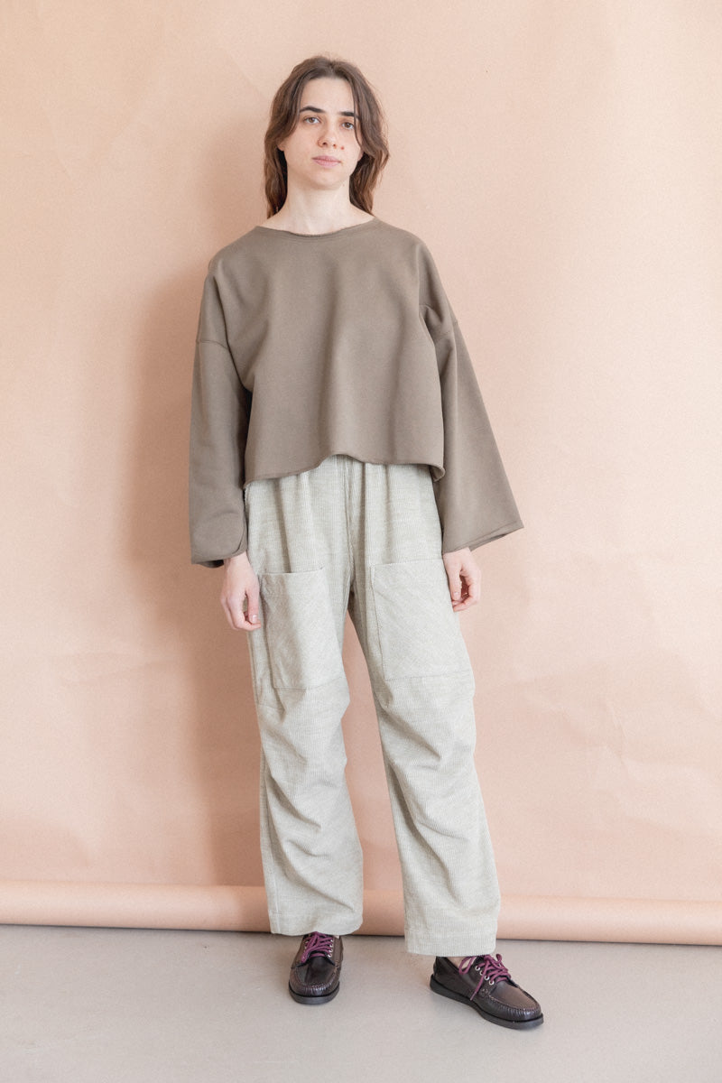 ELASTIC WAIST PANTS IN HEATHER CORDUROY