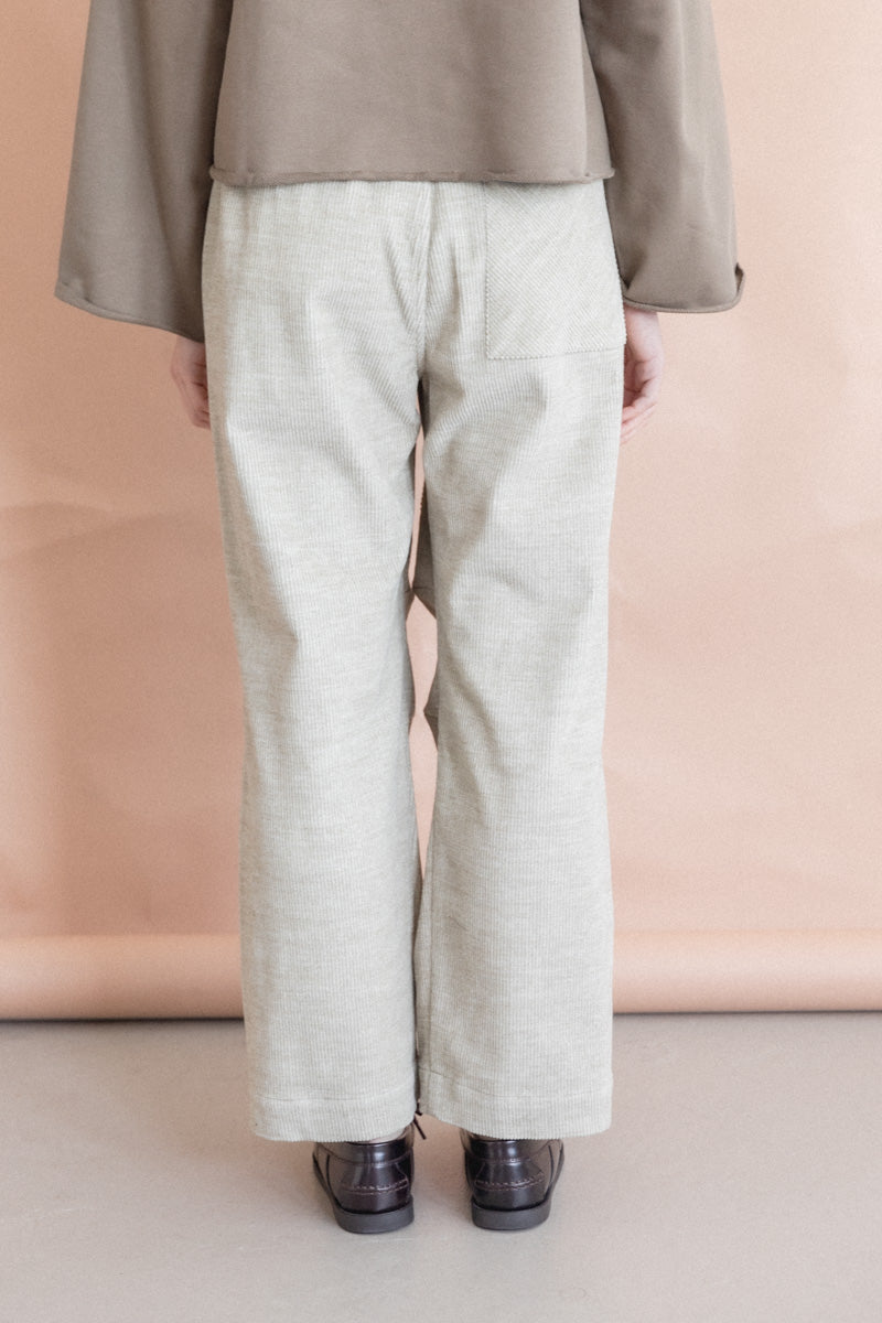 ELASTIC WAIST PANTS IN HEATHER CORDUROY