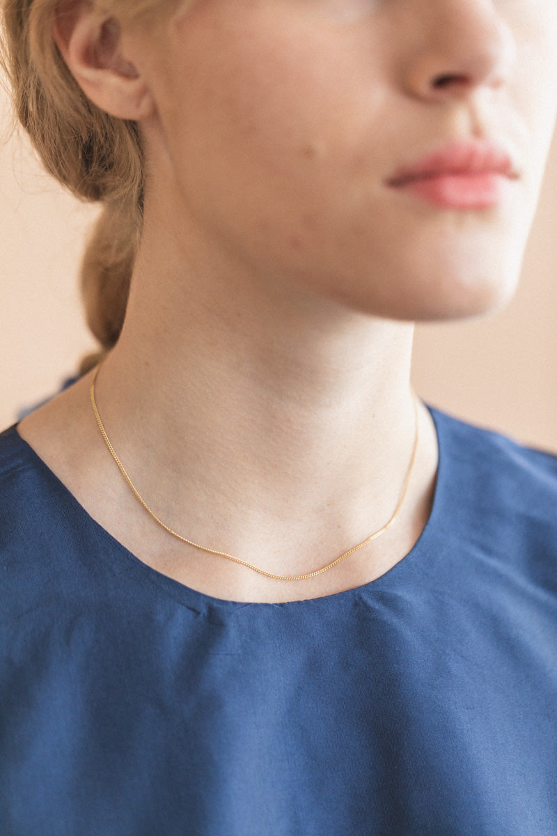 16" CURB CHAIN NECKLACE IN 14K GOLD