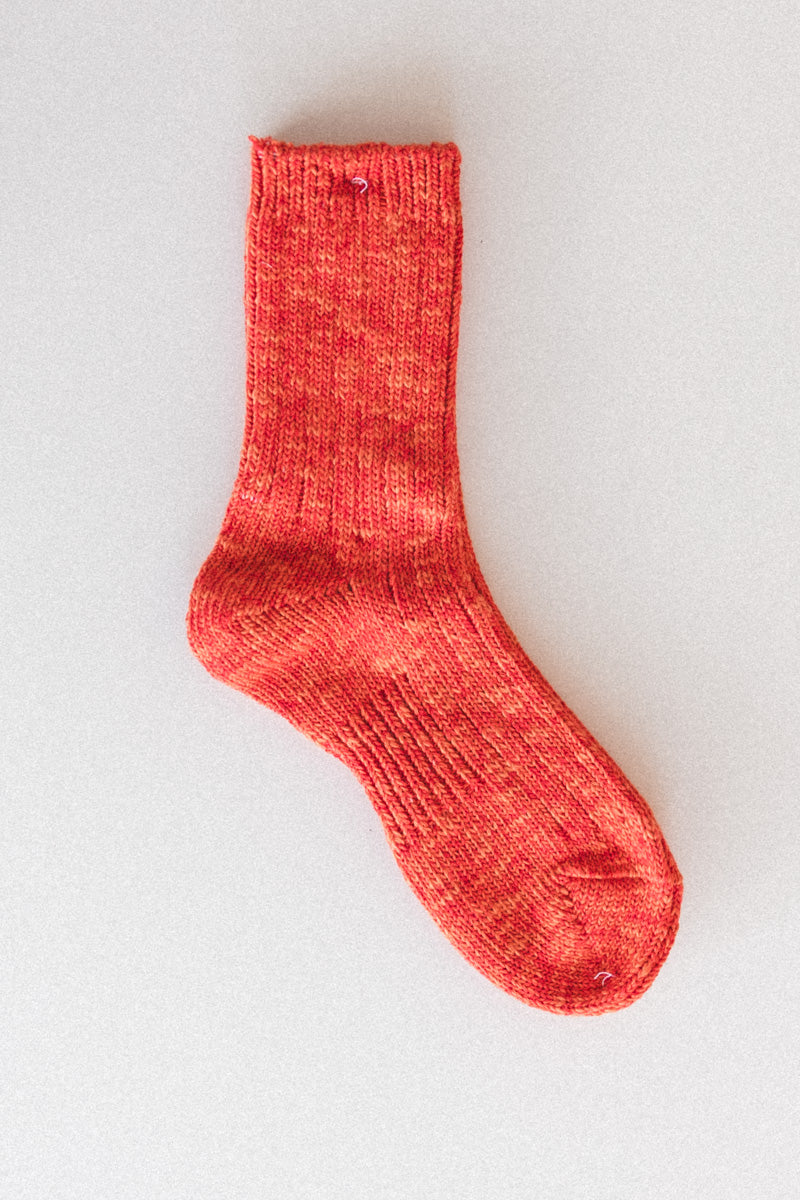 MEN'S SLUB RIBBED SOCKS IN ORANGE