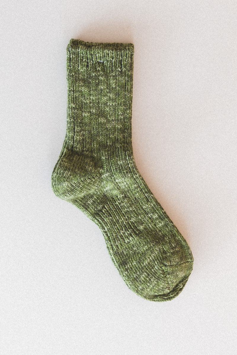 MEN'S SLUB RIBBED SOCKS IN KHAKI