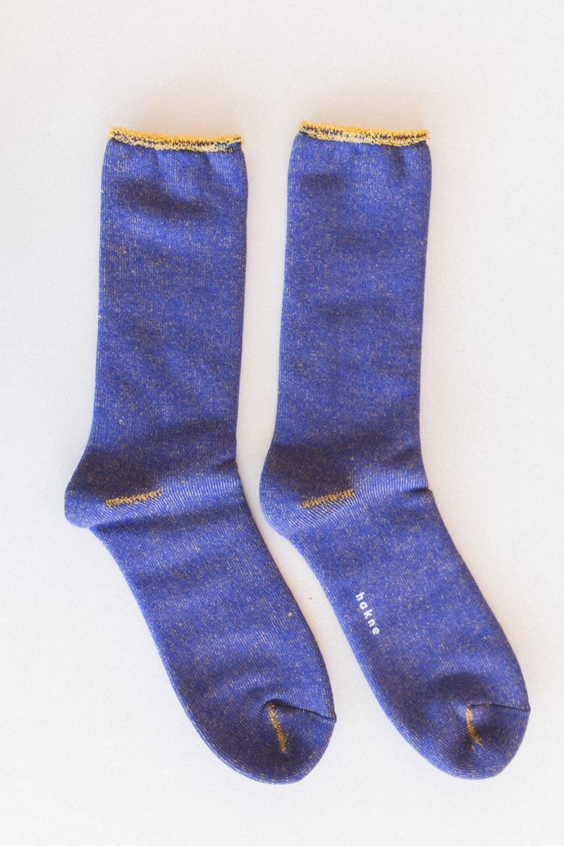 COTTON WOOL PILE SOCKS IN LAPIS LAZULI