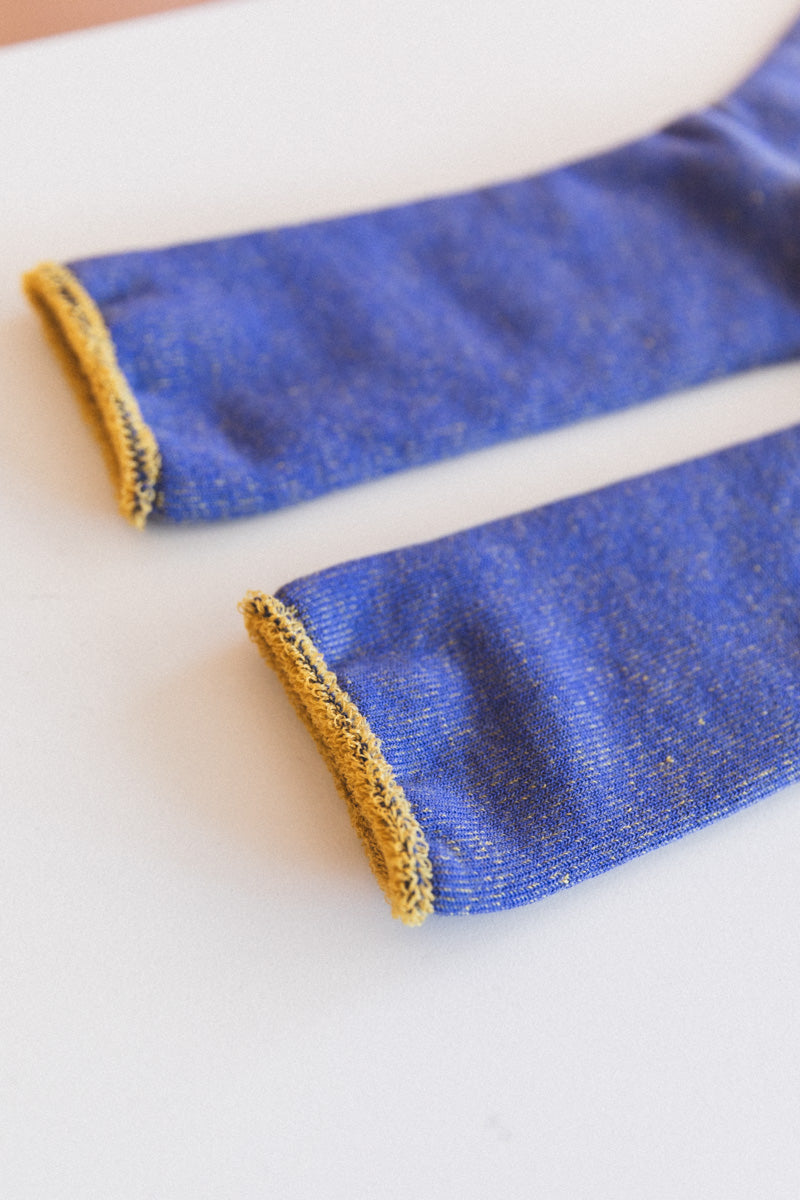 COTTON WOOL PILE SOCKS IN LAPIS LAZULI