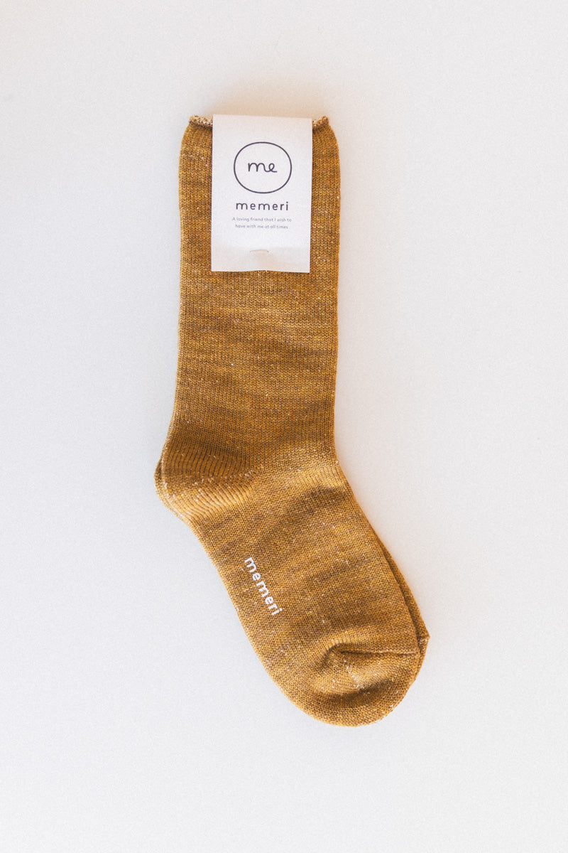 WOOL SILK SOCKS IN MUSTARD