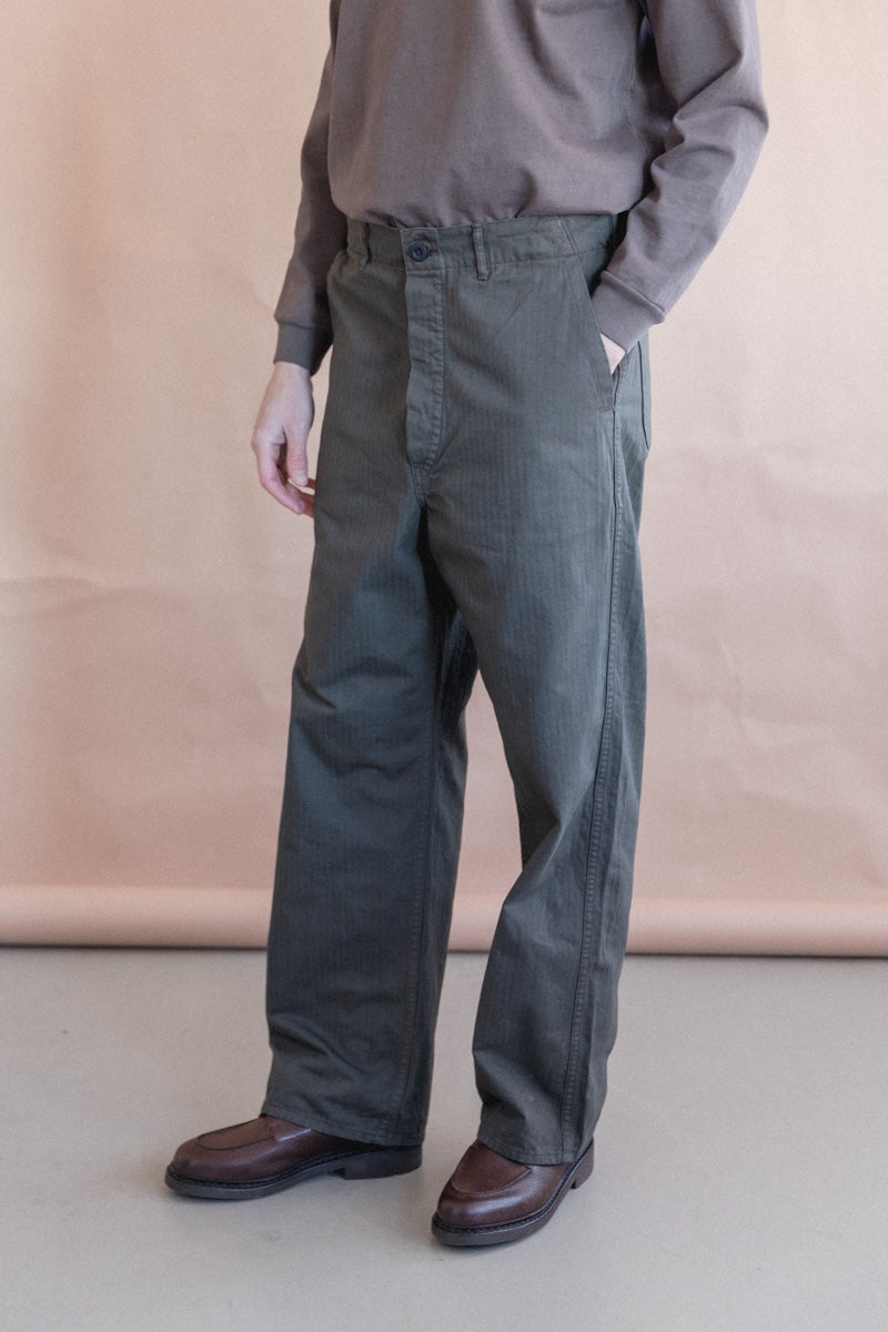 WIDE FIT FRENCH WORK PANTS IN COFFEE BROWN