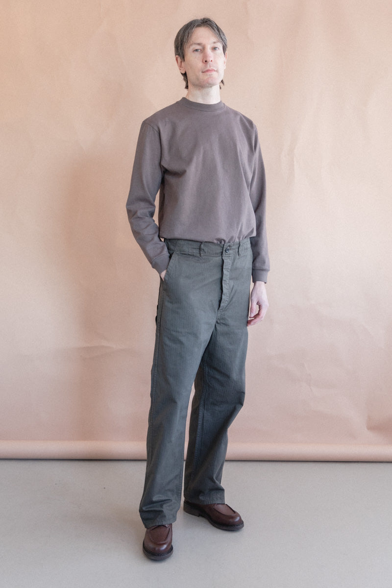 WIDE FIT FRENCH WORK PANTS IN COFFEE BROWN