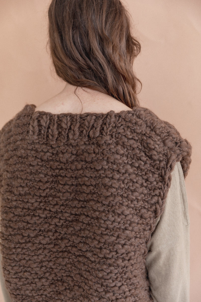 HAND KNIT WOOL ACACIA VEST IN EARTH