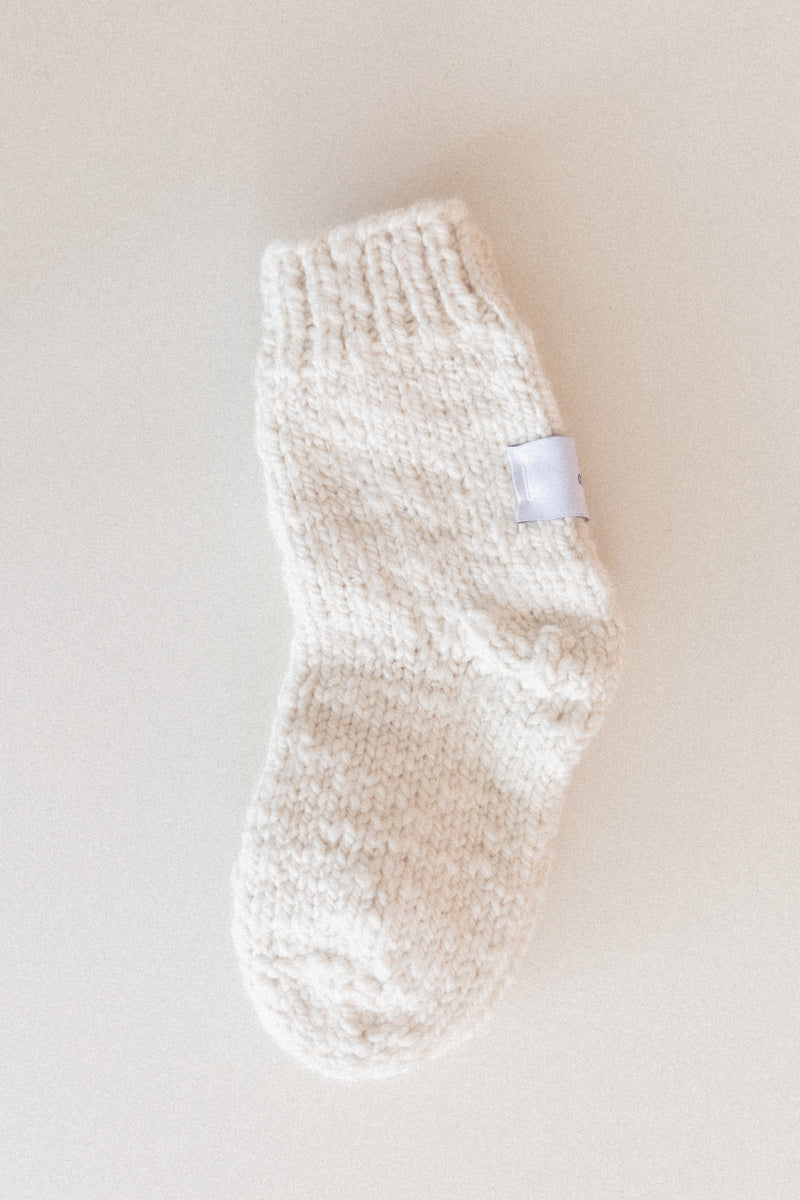 HAND SPUN AND KNITTED SORBUS SOCKS IN IVORY