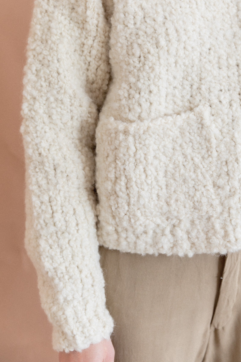 HAND KNITTED WOOL TILO SWEATER IN IVORY