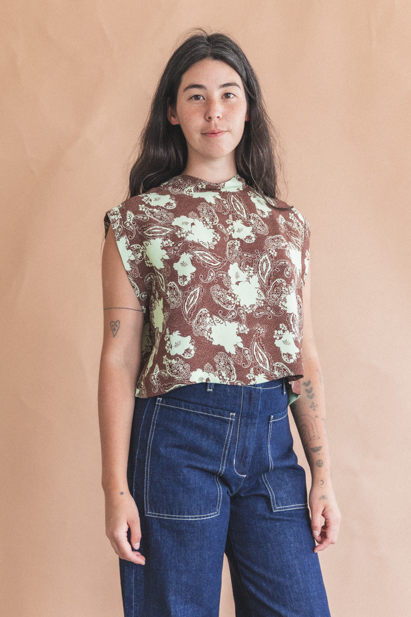 BACCHUS TOP IN CERO PRINT BROWN VISCOSE