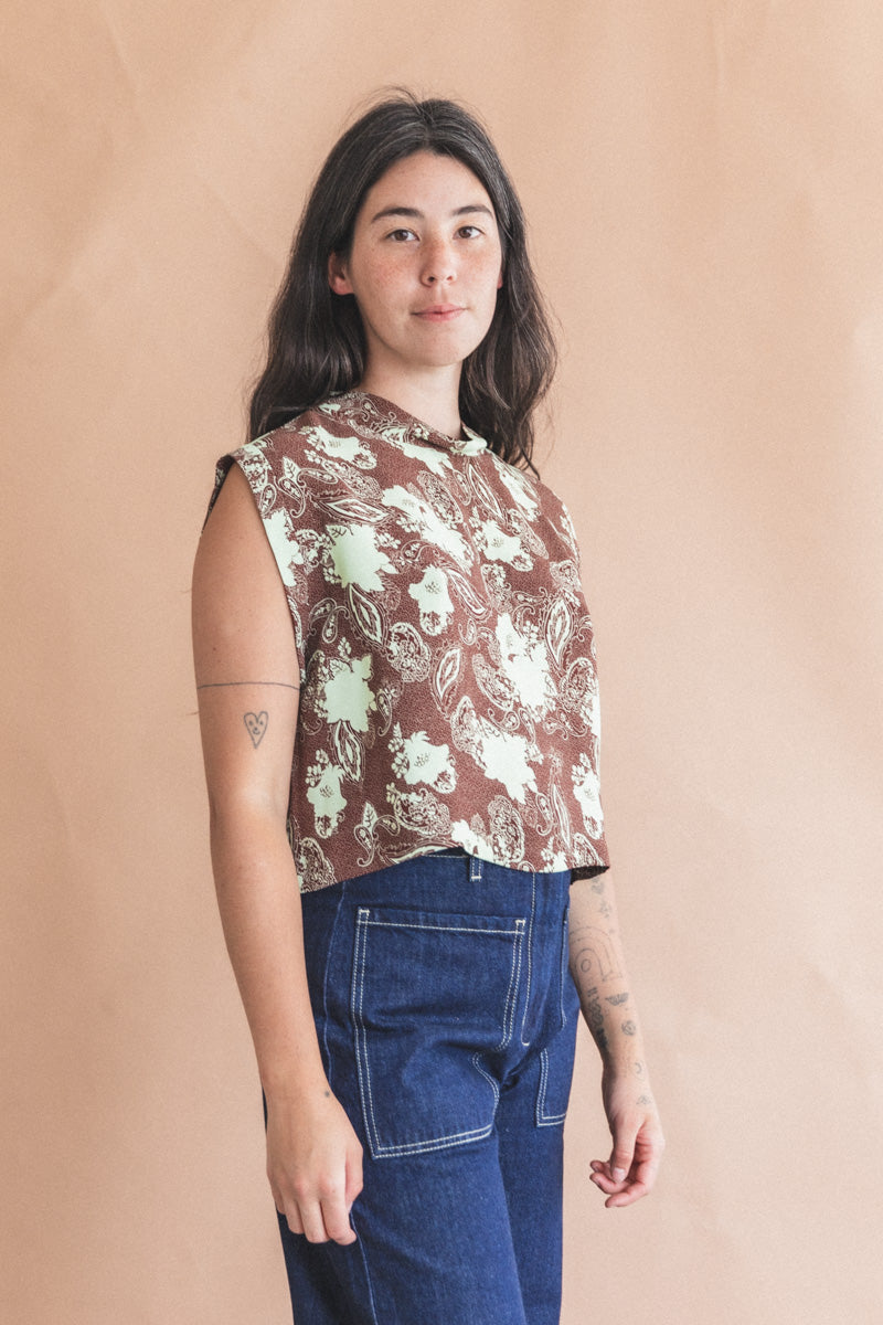 BACCHUS TOP IN CERO PRINT BROWN VISCOSE