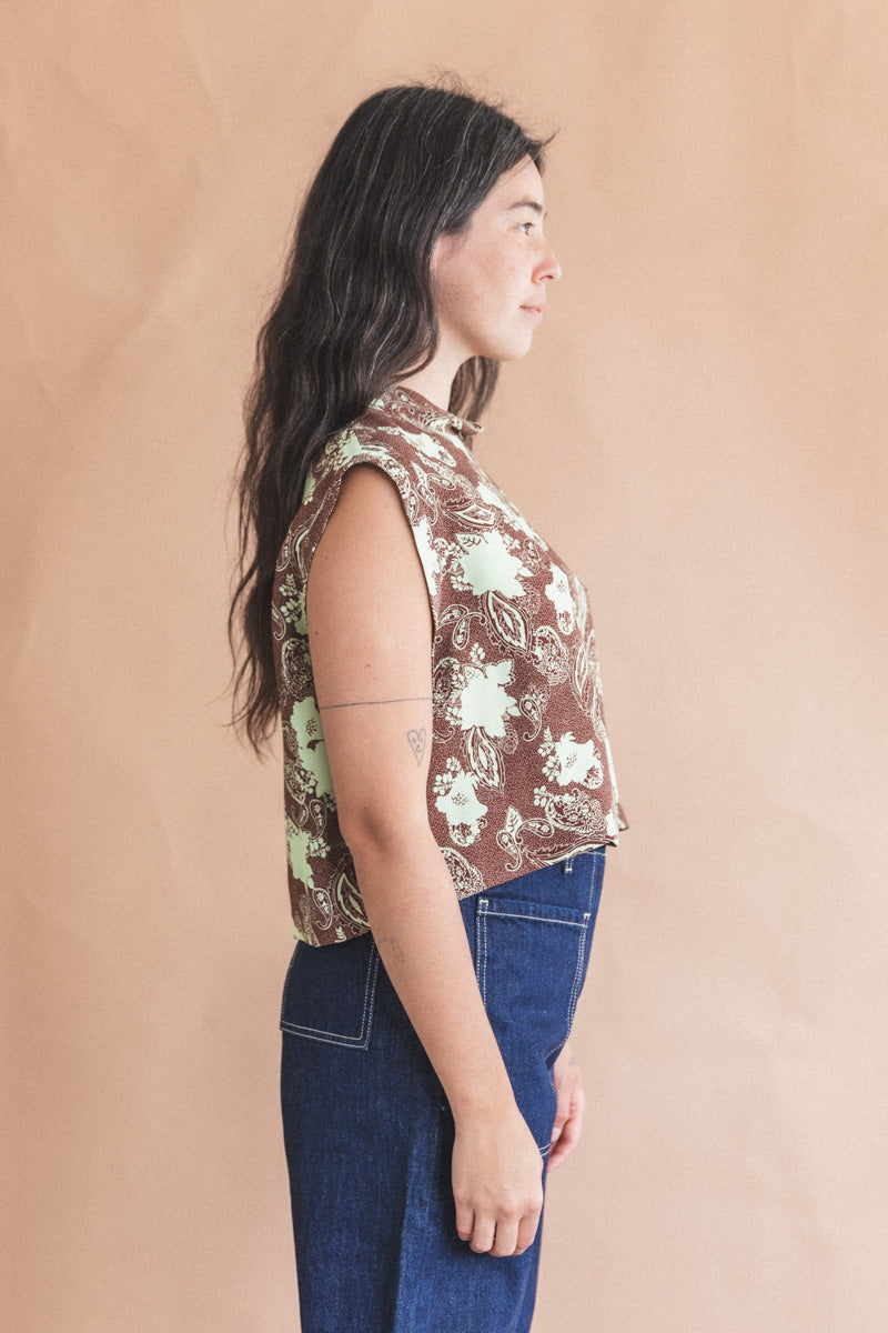 BACCHUS TOP IN CERO PRINT BROWN VISCOSE