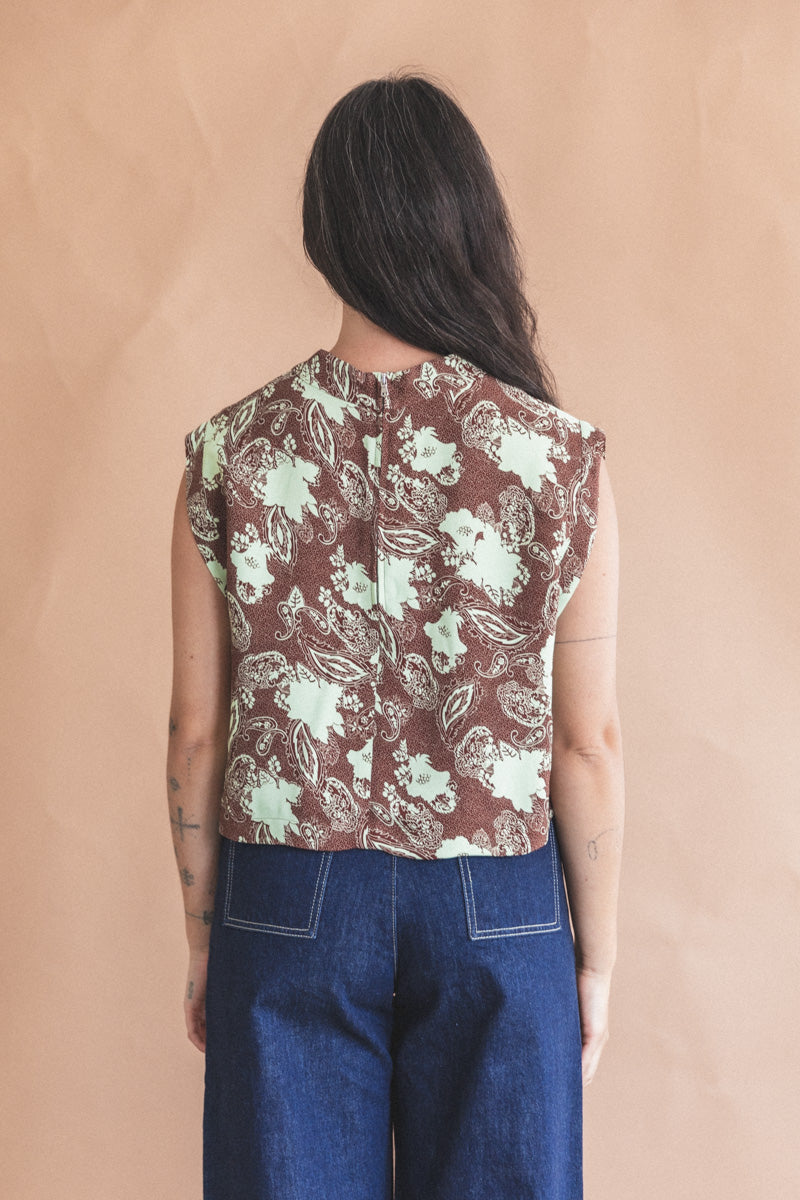 BACCHUS TOP IN CERO PRINT BROWN VISCOSE