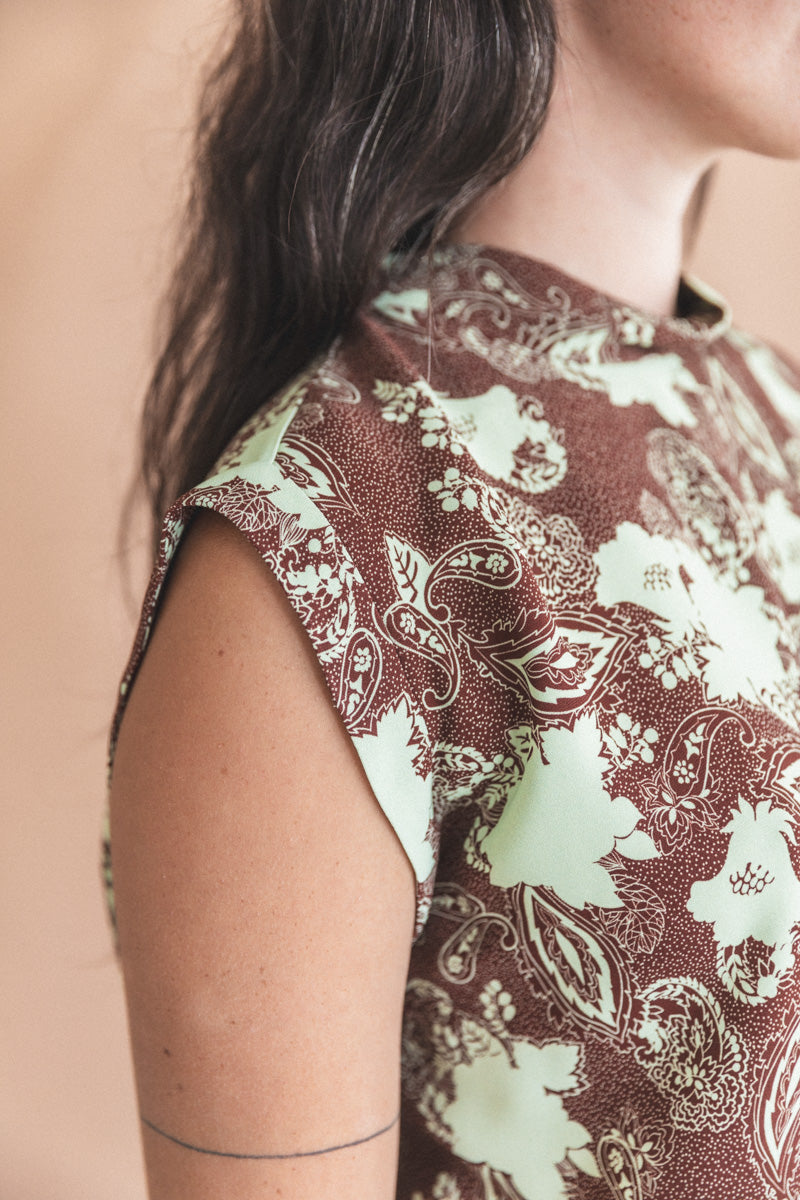 BACCHUS TOP IN CERO PRINT BROWN VISCOSE