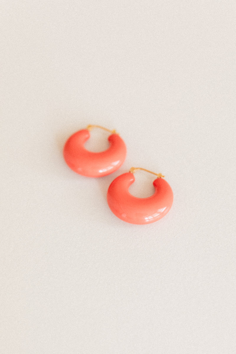 GRASS EARRINGS IN CORAL