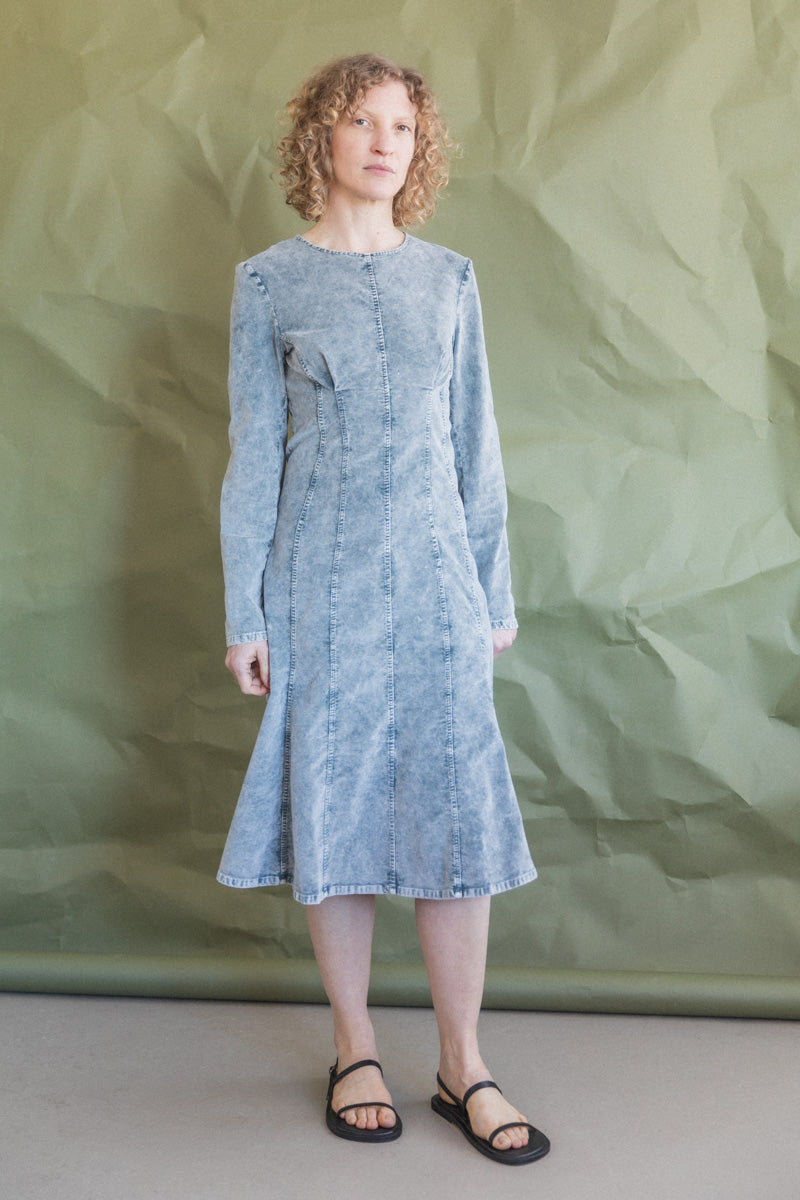 KIEFER DRESS IN SLATE ACID WASH