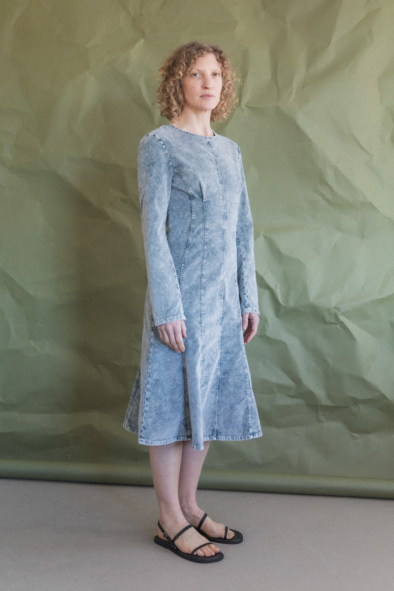 KIEFER DRESS IN SLATE ACID WASH