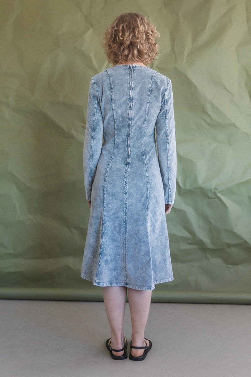 KIEFER DRESS IN SLATE ACID WASH