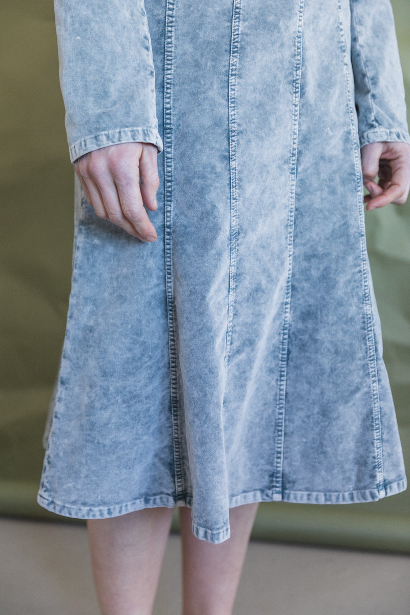 KIEFER DRESS IN SLATE ACID WASH