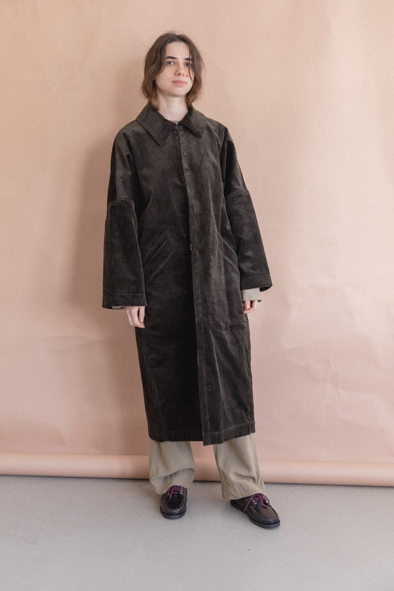 PANTHEON COAT IN BARK MID WALE CORDUROY