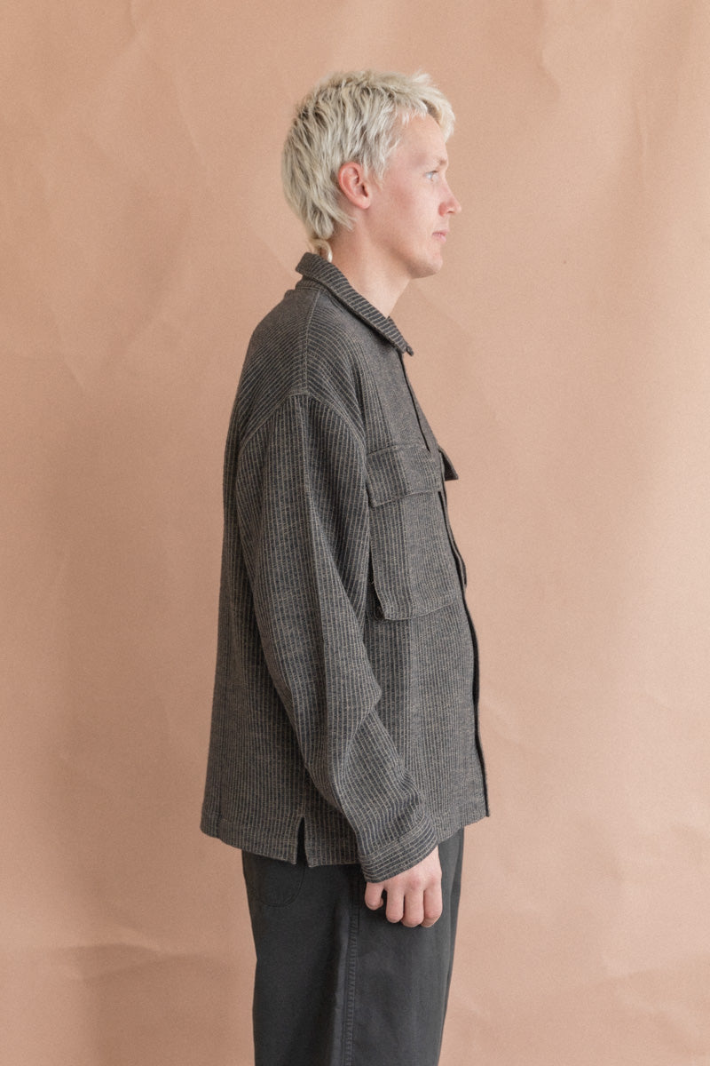 BOX OVERSHIRT IN CHARCOAL/OLIVE