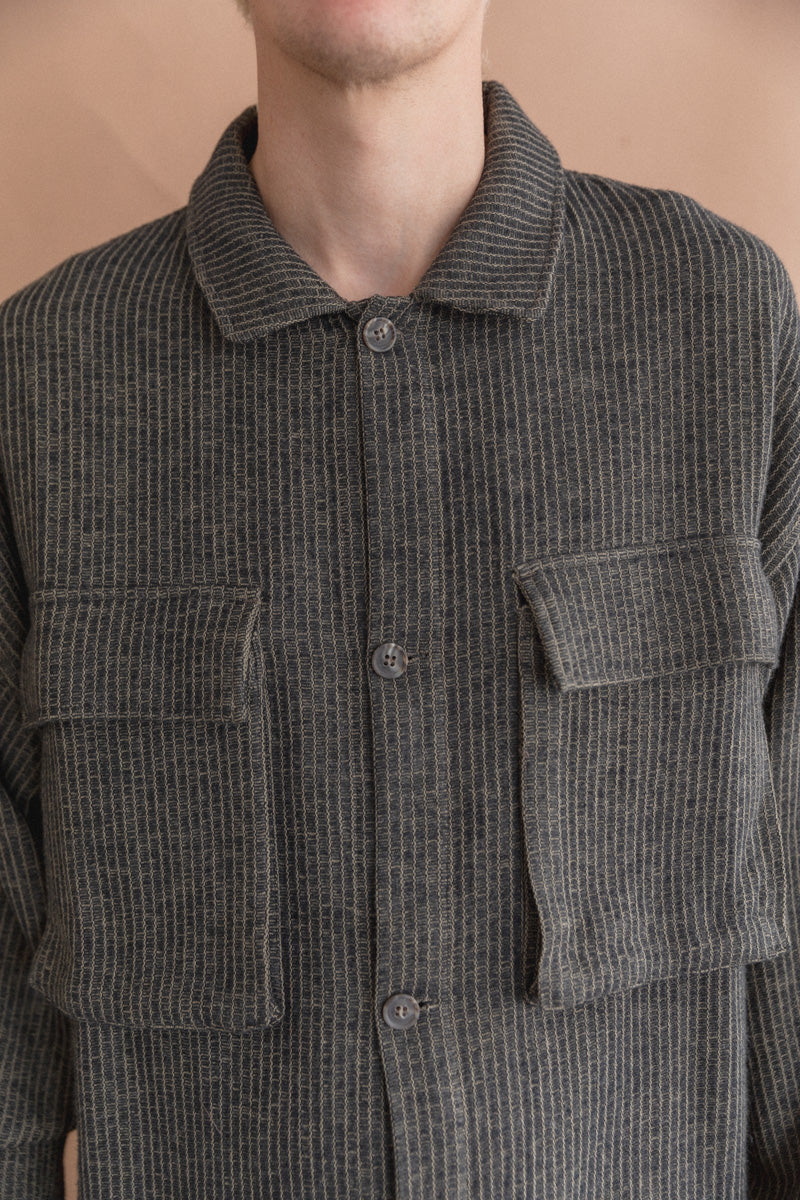 BOX OVERSHIRT IN CHARCOAL/OLIVE