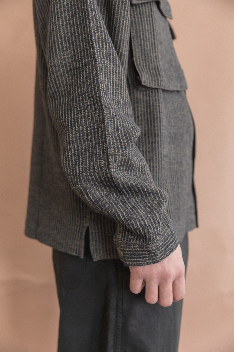 BOX OVERSHIRT IN CHARCOAL/OLIVE