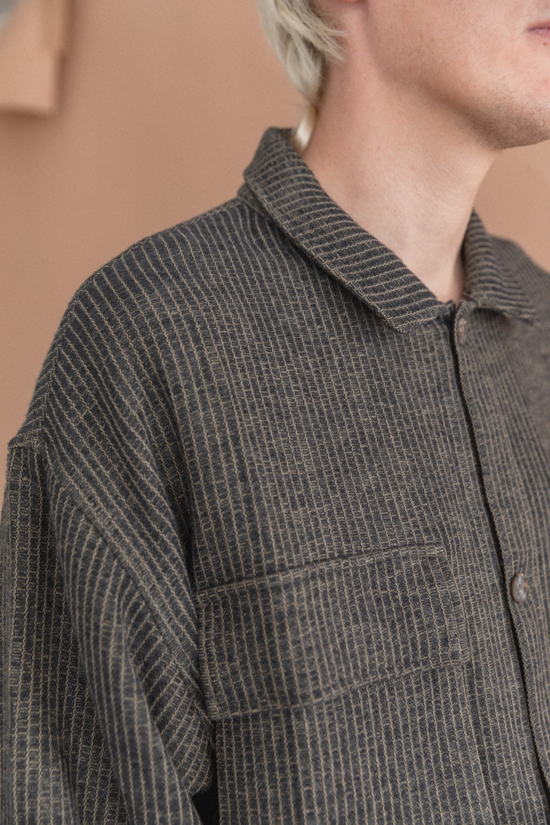 BOX OVERSHIRT IN CHARCOAL/OLIVE