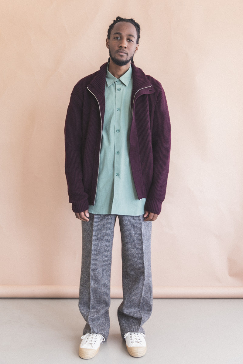 CLOUD CARDIGAN IN MULBERRY DOUBLE KNIT YAK WOOL