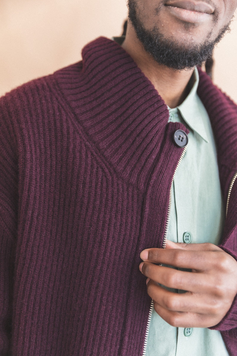 CLOUD CARDIGAN IN MULBERRY DOUBLE KNIT YAK WOOL