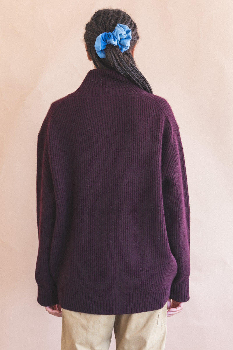 CLOUD CARDIGAN IN MULBERRY DOUBLE KNIT YAK WOOL