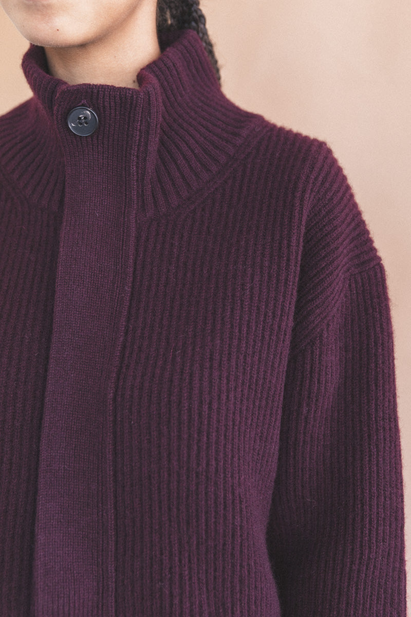 CLOUD CARDIGAN IN MULBERRY DOUBLE KNIT YAK WOOL