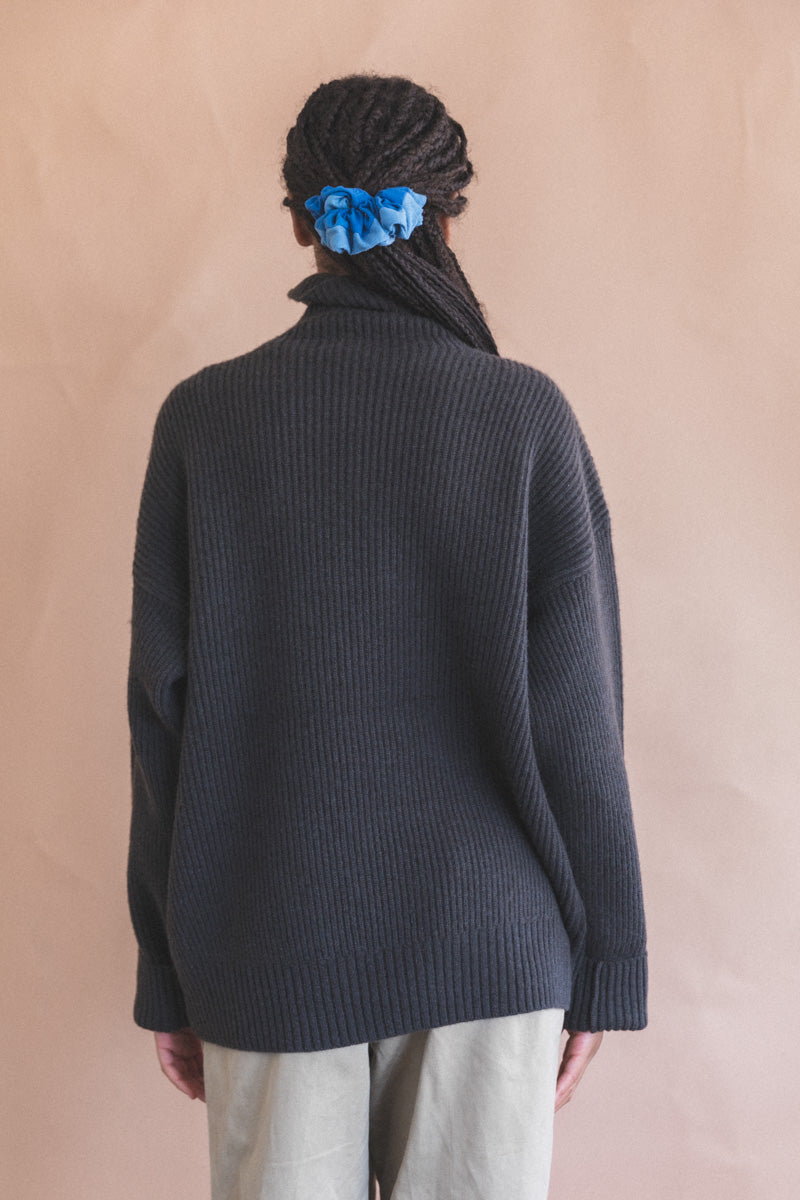 TURTLENECK CLOUD SWEATER IN GREY DOUBLE KNIT YAK WOOL