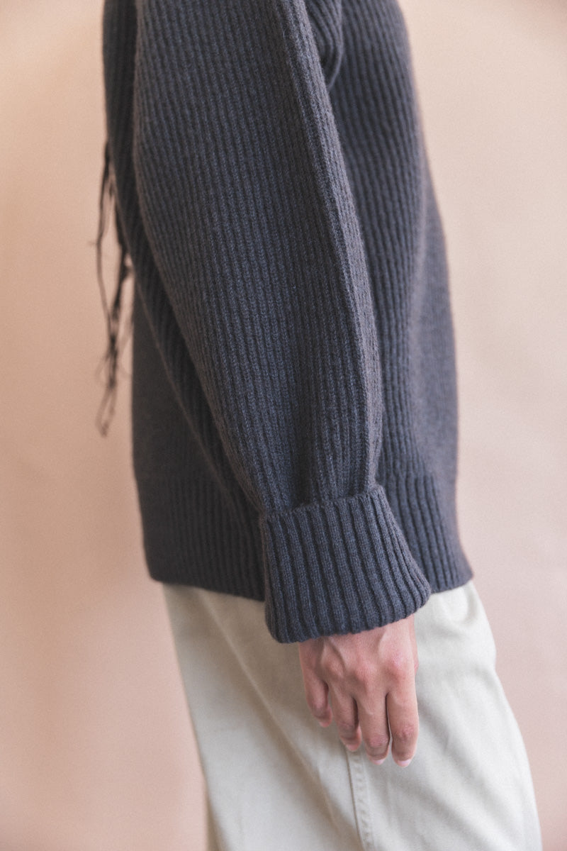 TURTLENECK CLOUD SWEATER IN GREY DOUBLE KNIT YAK WOOL