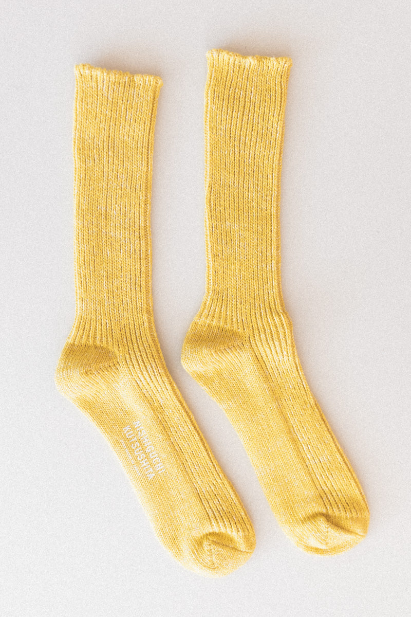 HEMP COTTON RIBBED SOCKS IN VINTAGE YELLOW