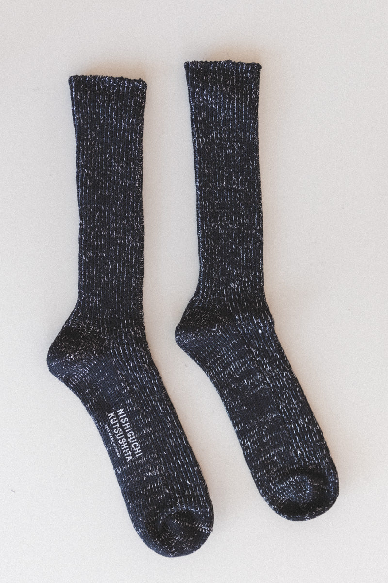 HEMP COTTON RIBBED SOCKS IN BLACK