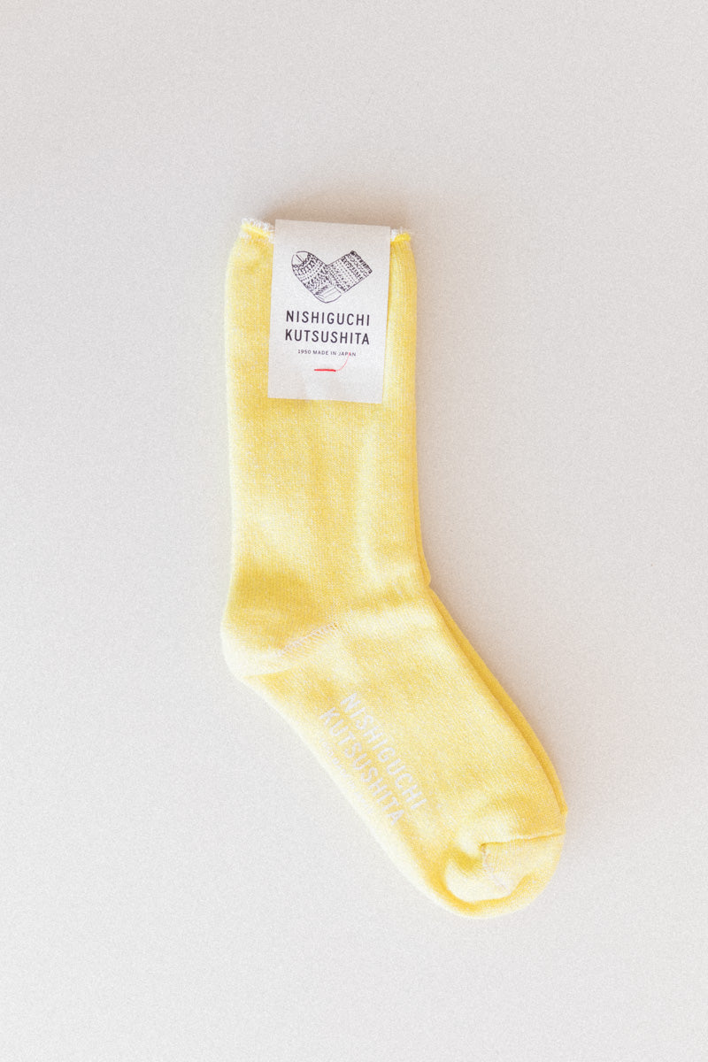 SILK COTTON LOUNGE SOCKS IN BRIGHT YELLOW