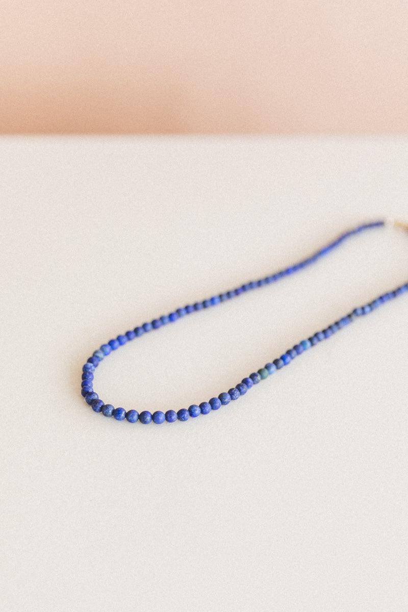 ROUND LAPIS BEAD NECKLACE