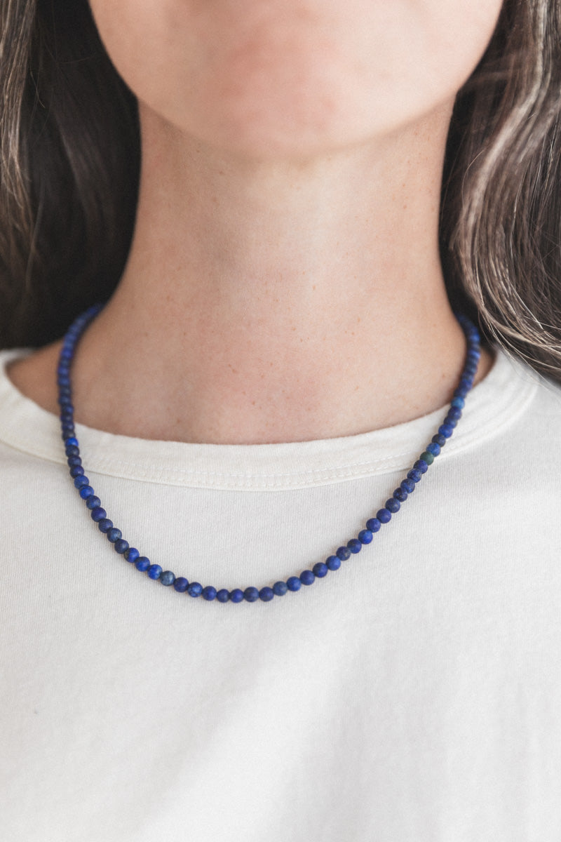 ROUND LAPIS BEAD NECKLACE