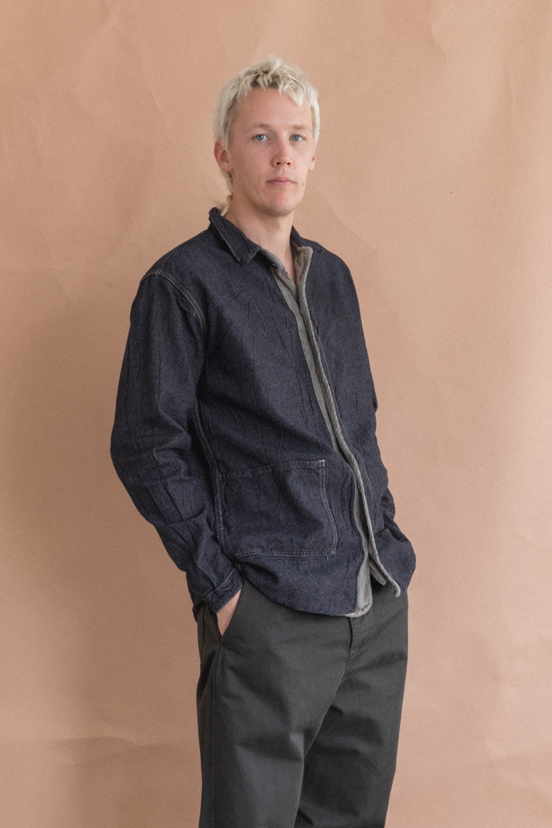 WEBBING FLY SHIRT IN WATTLE DYED DENIM