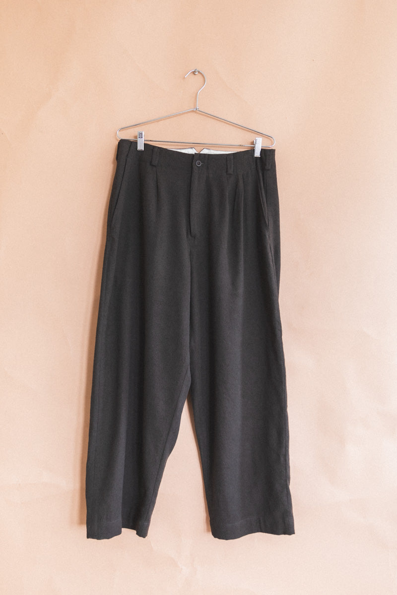 TWO PLEAT PANTS IN LODEN SILK/WOOL/LINEN TWILL