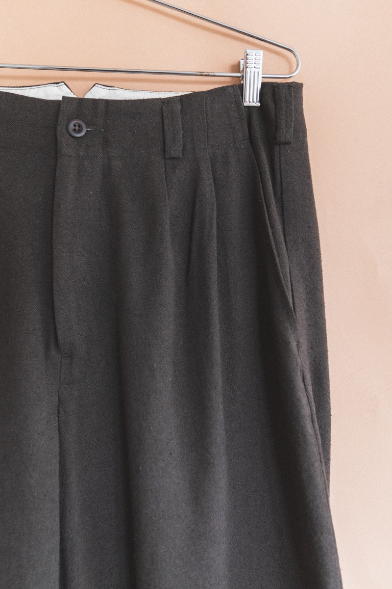 TWO PLEAT PANTS IN LODEN SILK/WOOL/LINEN TWILL