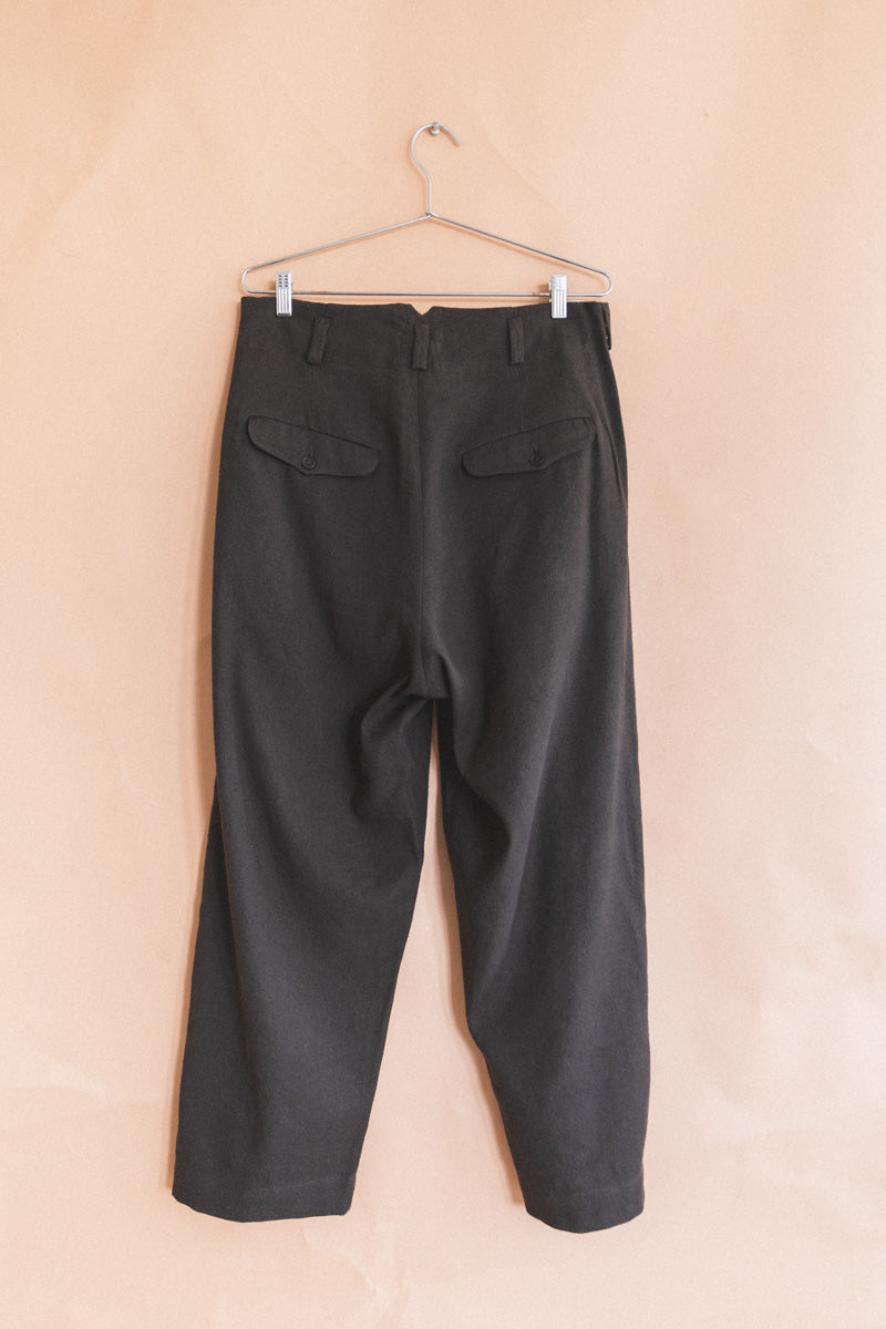 TWO PLEAT PANTS IN LODEN SILK/WOOL/LINEN TWILL