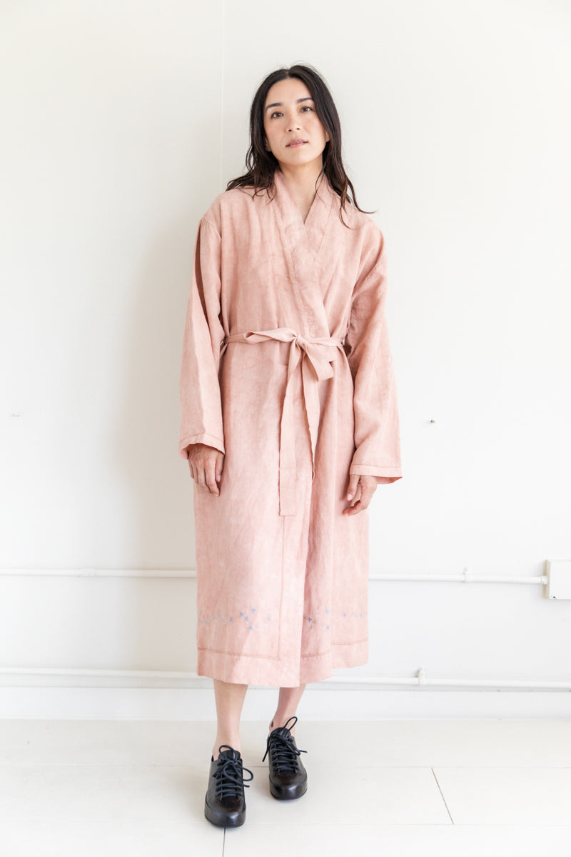 ROBE DRESS IN DYED ANTIQUE LINEN